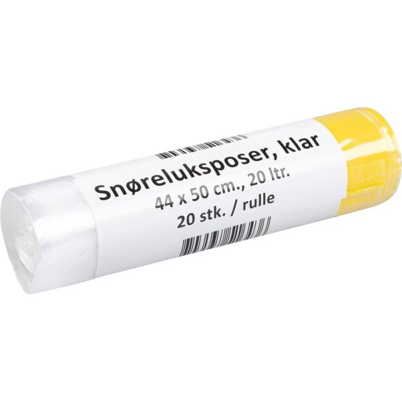 Affaldspose, med sn&oslash;reluk, 20 l, klar, LDPE/virgin, 44x50cm