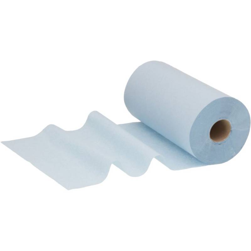H&aring;ndkl&aelig;derulle, Kimberly-Clark Wypall L10, 1-lags, Mini, 56,1m x 24cm, &Oslash;13,8cm, bl&aring;, genanvendt papir, med spiralhylse