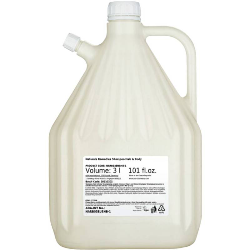 H&aring;r og bodyshampoo, Naturals Remedies, 3 l, til p&aring;fyldning *Denne vare tages ikke retur*