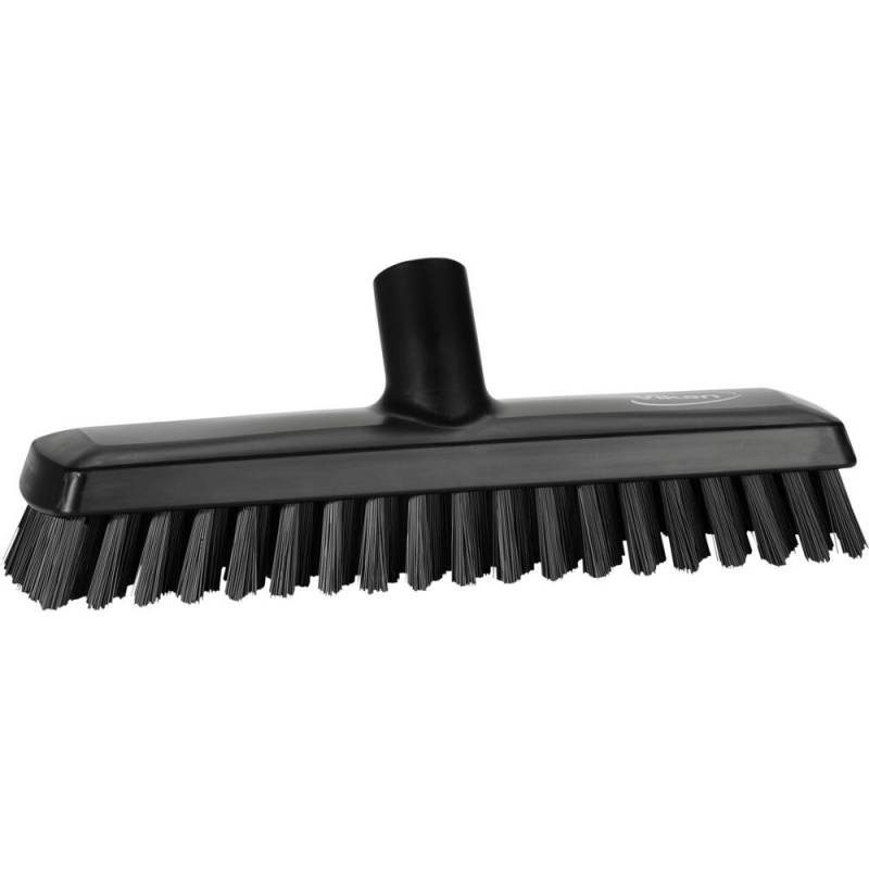 Gulvskrubbe, med vandgenneml&oslash;b, Vikan, 27x7,5x9,5cm, sort, polyester/PP/rustfrit st&aring;l, meget stiv