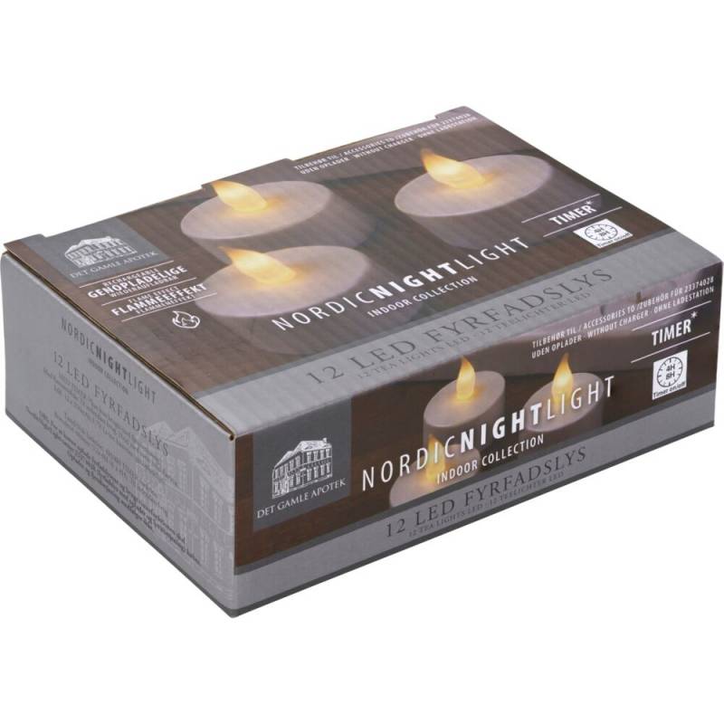 LED fyrfadslys, ekstra, 4,5cm, &Oslash;4cm, hvid, plast, 12 stk. genopladelige, med pulserende flamme