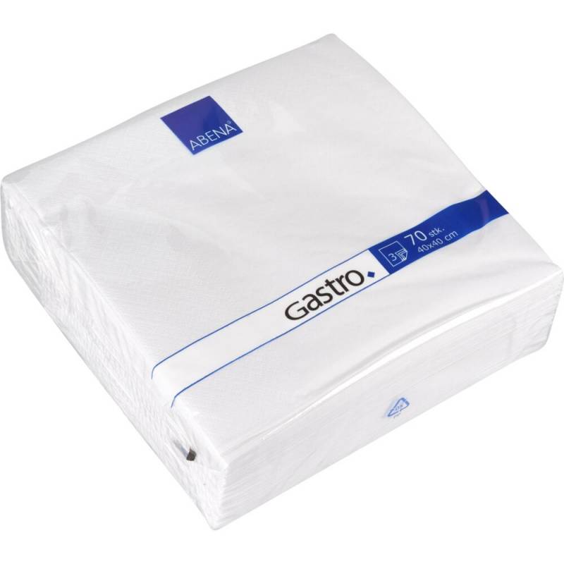 Middagsserviet, 3-lags, 1/4 fold, 40x40cm, hvid, nyfiber