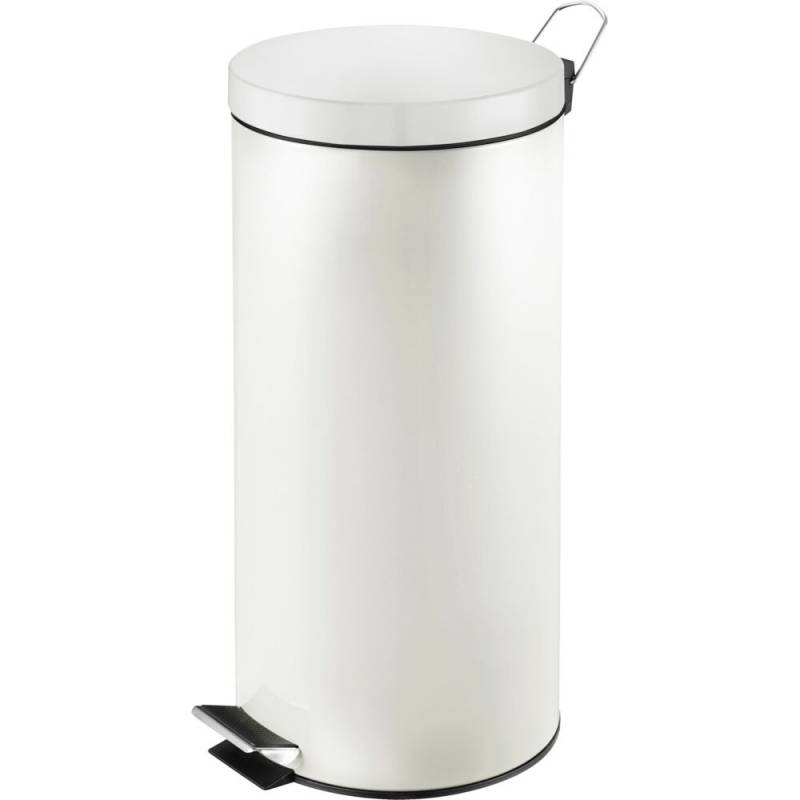 Pedalspand, V-Part, hvid, st&aring;l, 30 l, med inderspand i plast