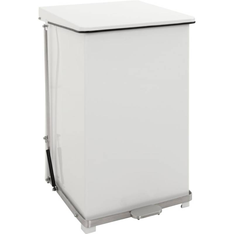 Pedalspand, V-Part, hvid, pulverlakeret st&aring;l, 152 l, s&aelig;kkeholder, soft close, ildd&aelig;mpende, fingeraftryksfri *Denne vare tages ikke retur*
