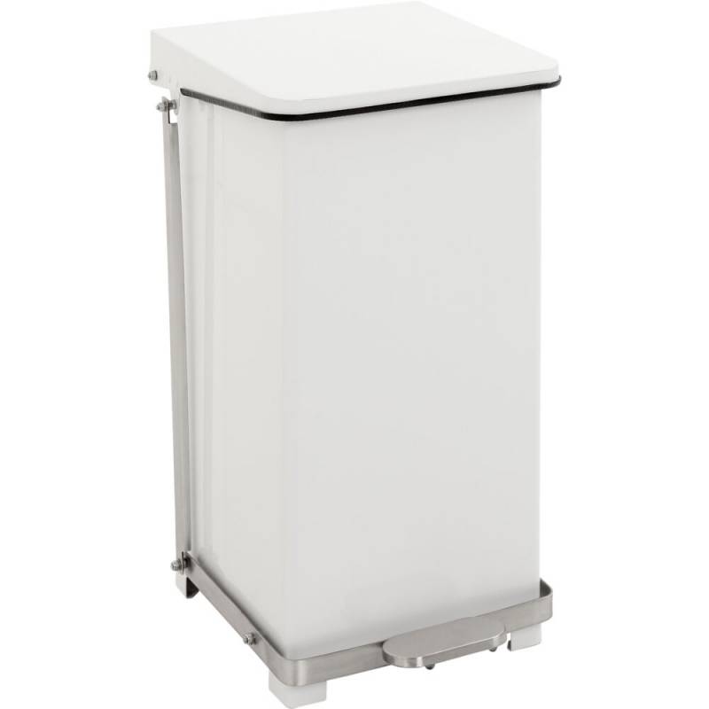 Pedalspand, V-Part, hvid, pulverlakeret st&aring;l, 45 l, s&aelig;kkeholder, soft close, ildd&aelig;mpende, fingeraftryksfri *Denne vare tages ikke retur*