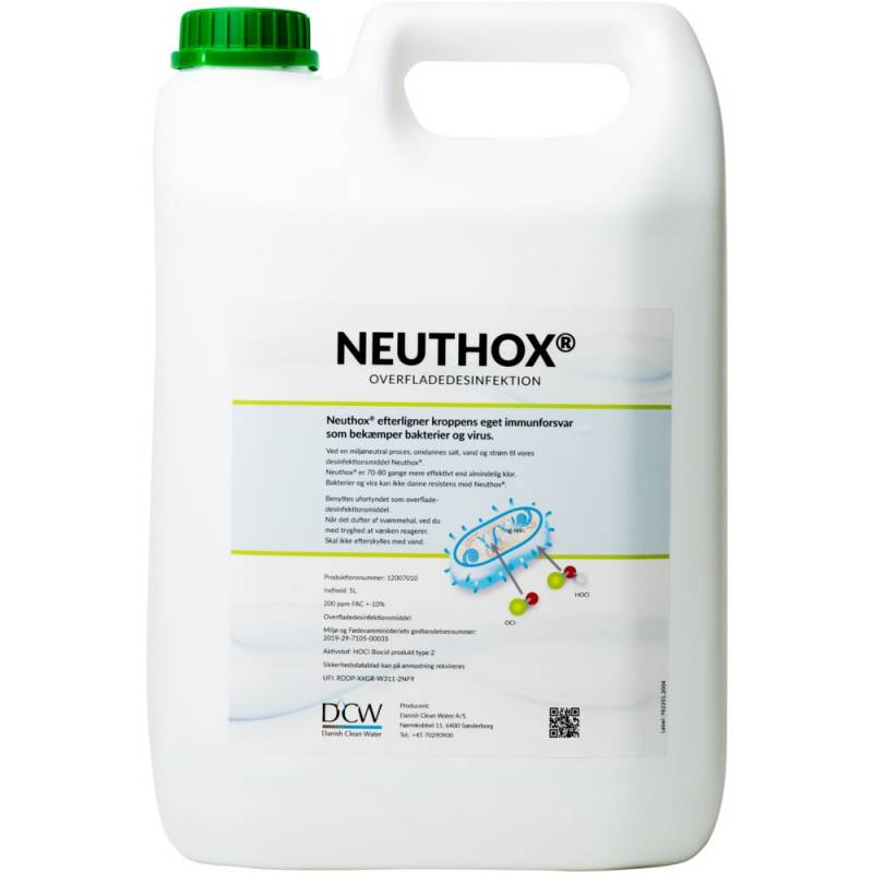 Desinfektion, Neuthox, 5 l, til overflader, flydende, hypoklorsyre
