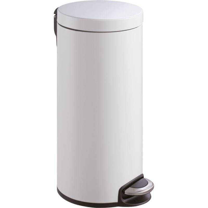 Pedalspand, EKO Serene, hvid, rustfrit st&aring;l, 30 l, med plast inderspand og soft close