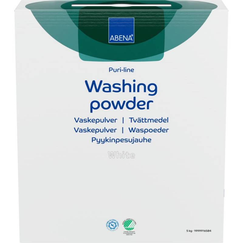 Vaskepulver, ABENA Puri-Line, hvidt, uden farve og parfume, 5 kg