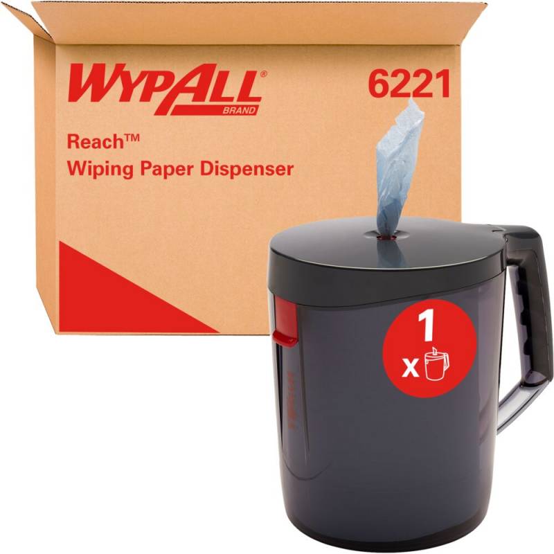 Dispenser, Kimberly-Clark Wypall, 18,7x22,4x25,3cm, sort, plast, til h&aring;ndkl&aelig;derulle med centertr&aelig;k