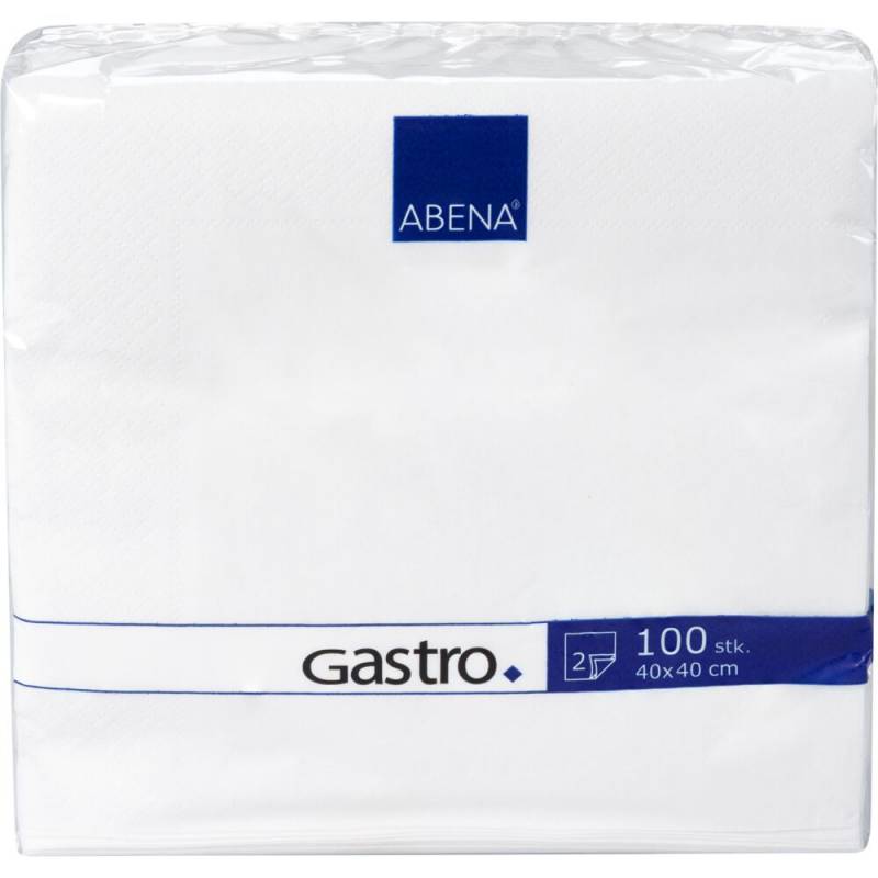 Middagsserviet, ABENA Gastro, 2-lags, 1/4 fold, 40x40cm, hvid, nyfiber