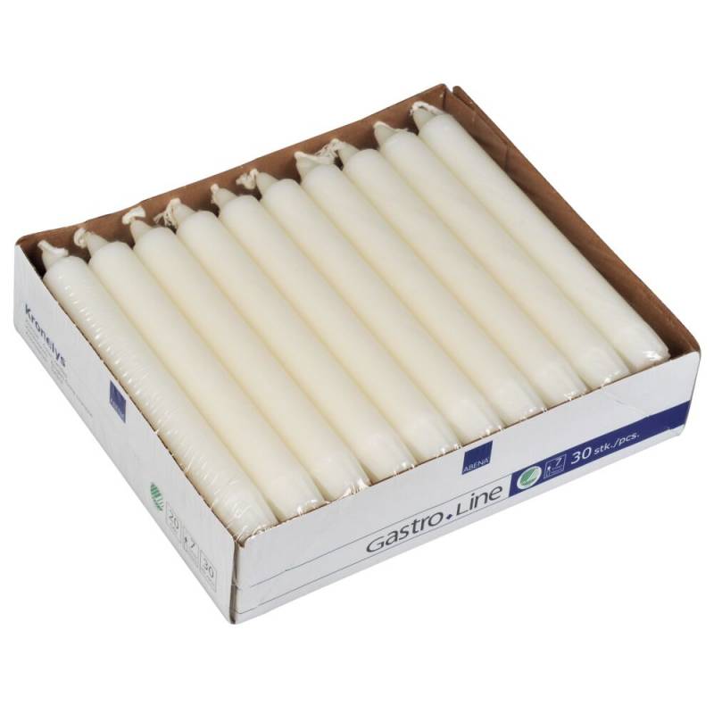 Kronelys, ABENA Gastro, 20cm, &Oslash;2,2cm, hvid, 7 timer, stearin