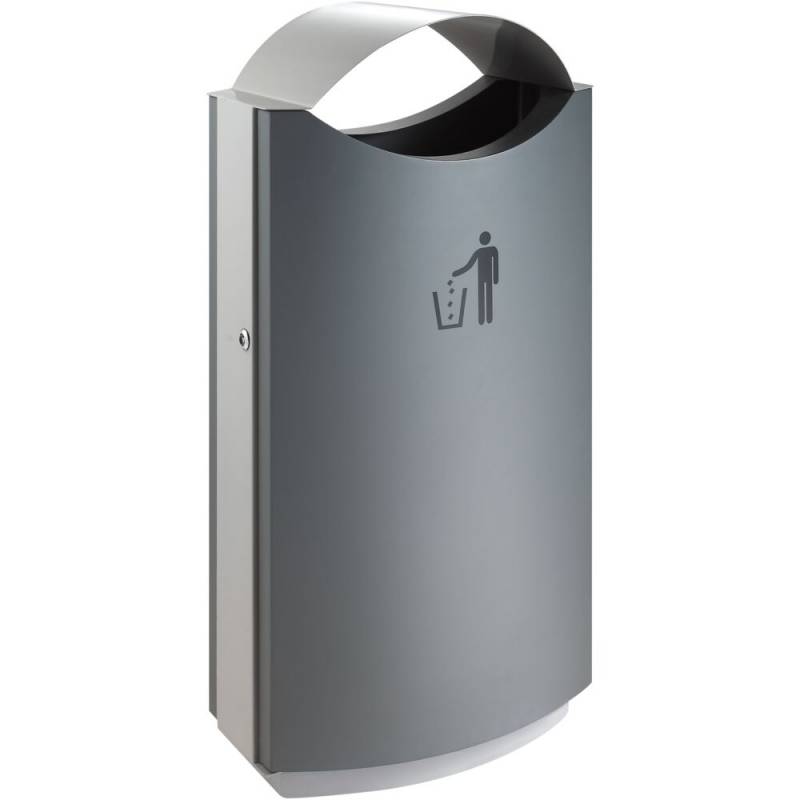Affaldsspand, udend&oslash;rs, V-Part, gr&aring;, st&aring;l, 68 l, med sideindkast fra begge sider, front&aring;bning, metal inderspand, n&oslash;gle, til udend&oslash;rs *Denne vare tages ikke retur*
