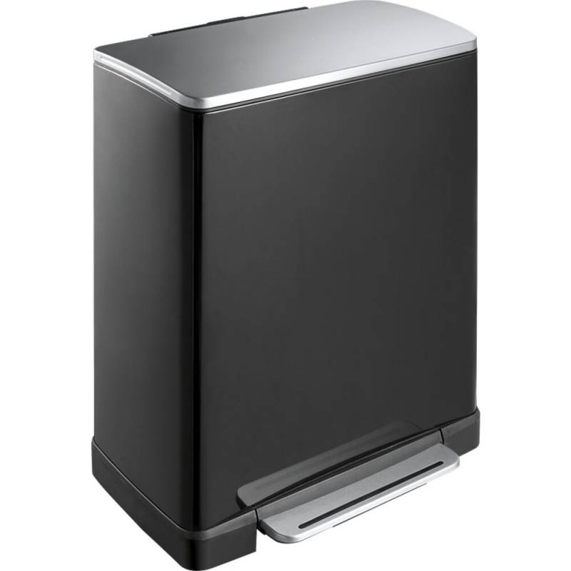 Pedalspand, EKO E-cube, sort, pulverlakeret st&aring;l, 50 l, plast inderspand, soft close, fingeraftryksfri *Denne vare tages ikke retur*