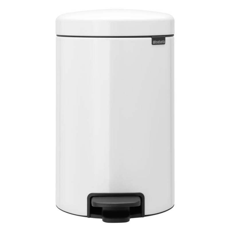 Pedalspand, Brabantia newIcon, hvid, pulverlakeret st&aring;l, 12 l, plast inderspand, og soft close l&aring;g