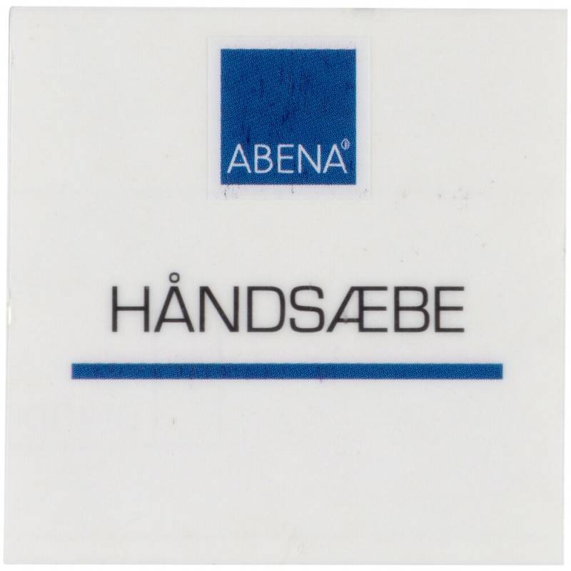Label til dispenser, 4x4cm, h&aring;nds&aelig;be