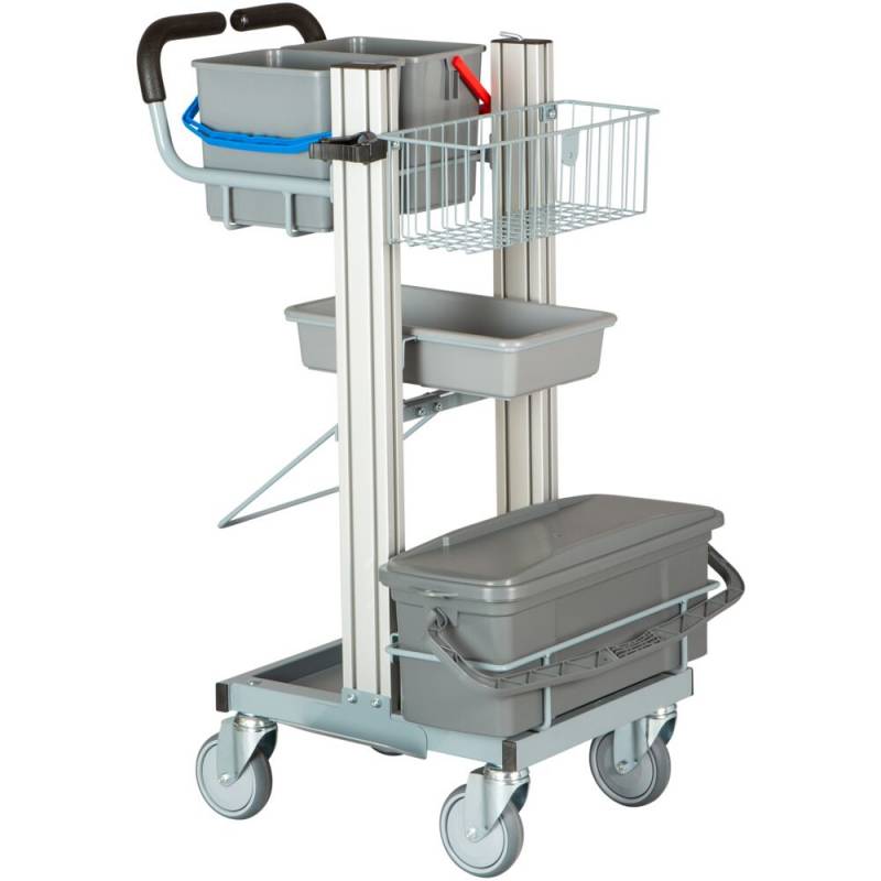 Reng&oslash;ringsvogn, Tina Trolleys Exclusive, 560x1150mm, s&oslash;lv, aluminium/st&aring;l, til fugtsystem, med tilbeh&oslash;r *Denne vare tages ikke retur*