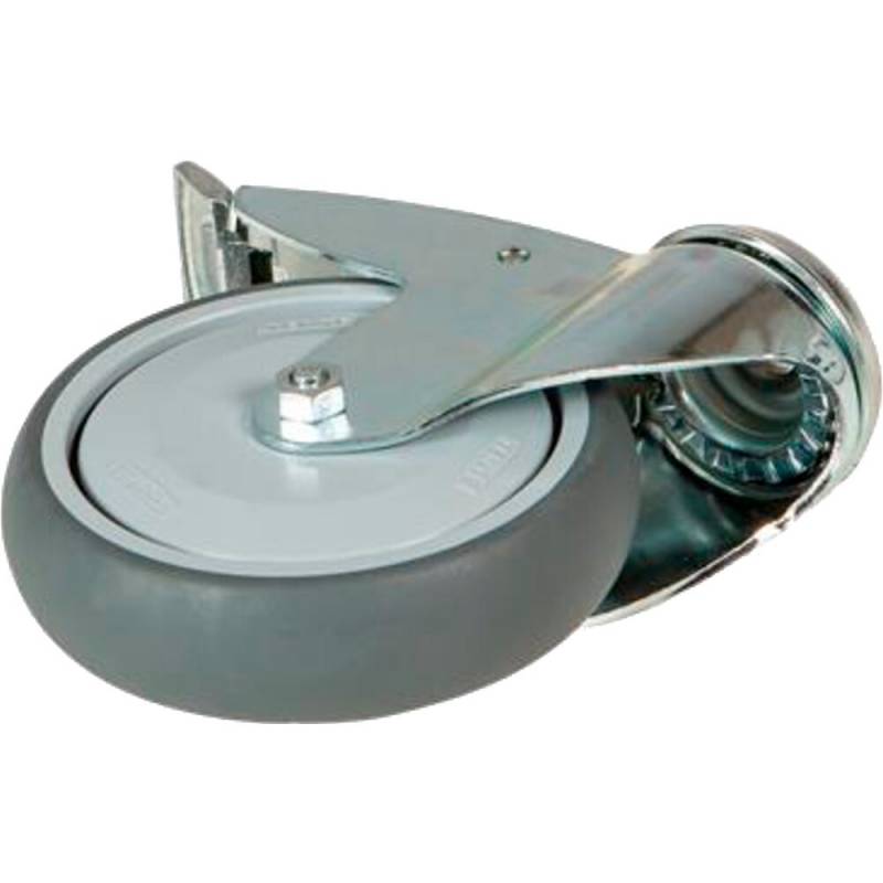 Hjul, Tina Trolleys, 32mm, &Oslash;125mm, gr&aring;, TPE gummi/PP, med bremse, drejeligt *Denne vare tages ikke retur*