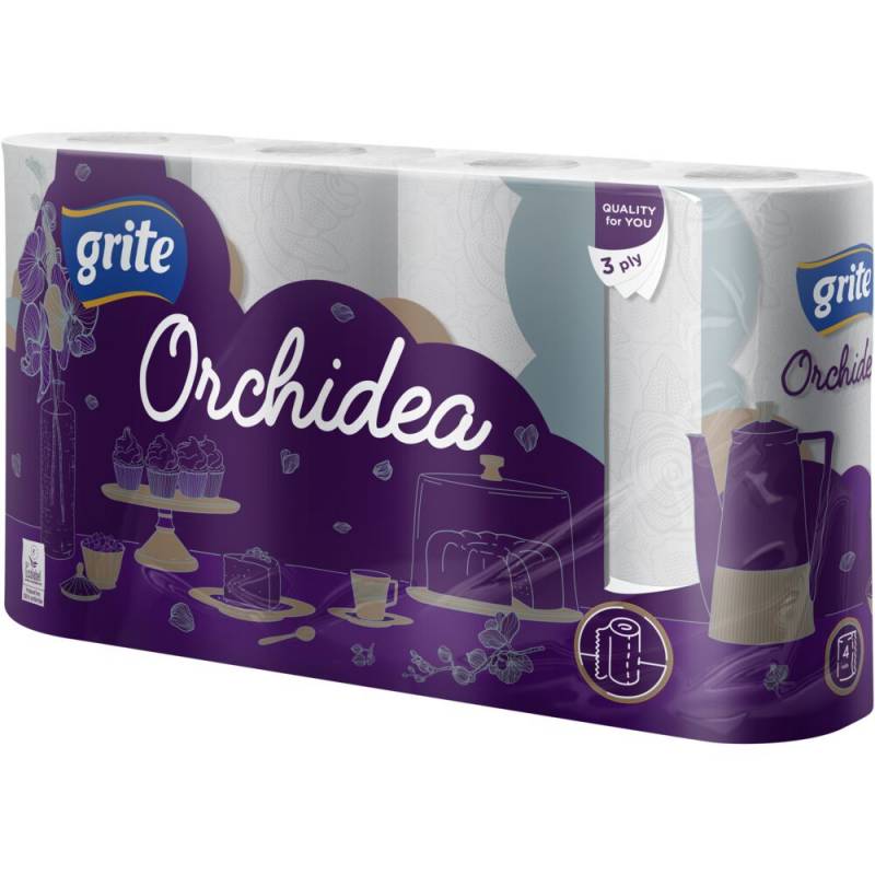 K&oslash;kkenrulle, Grite, 3-lags, 13,86m x 22,4cm, hvid, nyfiber