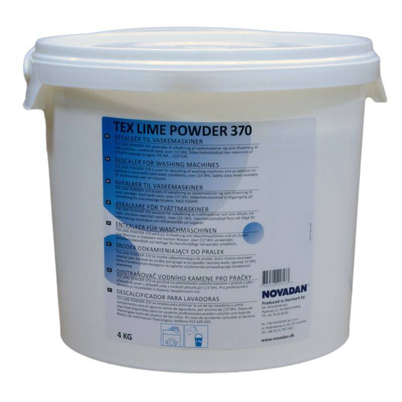 Bl&oslash;dg&oslash;ringsmiddel, Novadan Tex Lime Powder 370, til vaskemaskine, uden farve og parfume, 3,5 kg