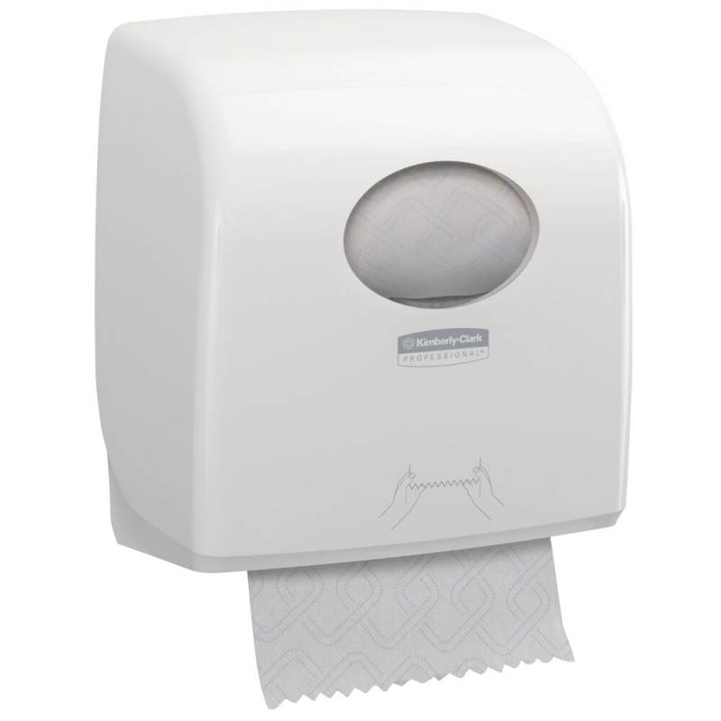 Dispenser, Kimberly-Clark Aquarius, 19,2x29,7x32,4cm, hvid, plast, til h&aring;ndkl&aelig;deruller