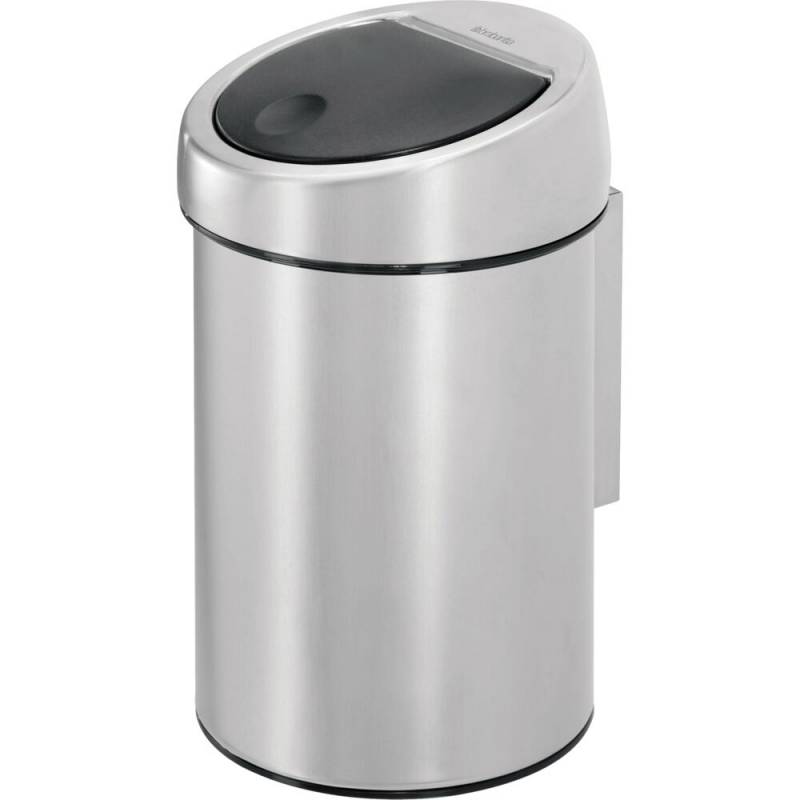 Hygiejnebeholder, Brabantia Touch bin, st&aring;l mat, rustfrit st&aring;l, 3 l, plast inderspand, soft close, fingeraftryksfri og forberedt til v&aelig;gmontering inkl. materiale til montering *Denne vare tages ikke retur*