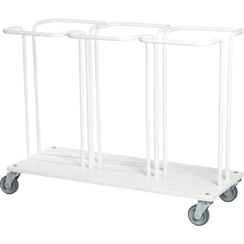 Affaldsstativ, Tina Trolleys, hvid, pulverlakeret st&aring;l, 3x110 l *Denne vare tages ikke retur*