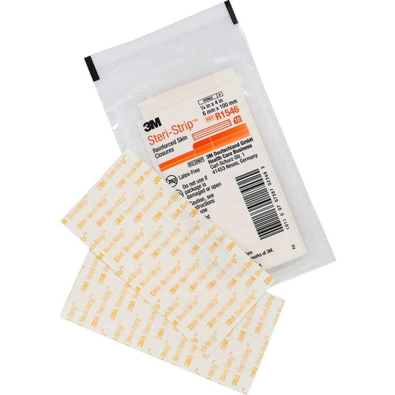 Strip, Steri-strip, 100x6mm, hvid, forst&aelig;rket, ark &aacute; 10 strips, latexfri, steril, engangs *Denne vare tages ikke retur*