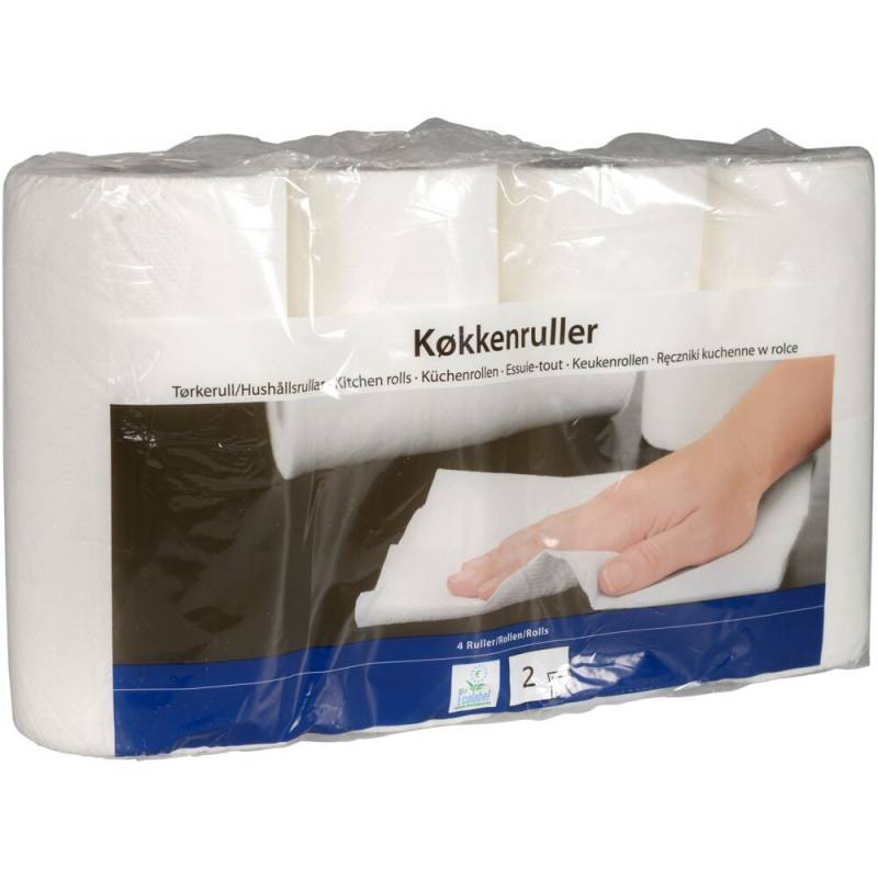 K&oslash;kkenrulle, Dansk papir industri, 2-lags, 14,4m x 22cm, hvid, blandingsfibre