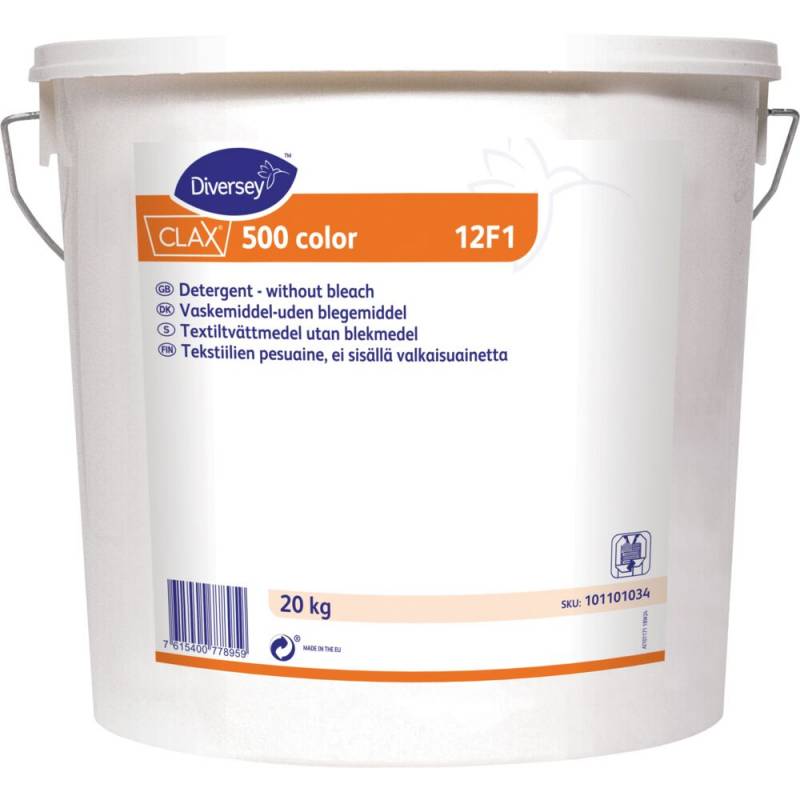 Vaskepulver, Diversey CLAX 500 Color 12F1, kul&oslash;rt, uden farve og parfume, 20 kg *Denne vare tages ikke retur*