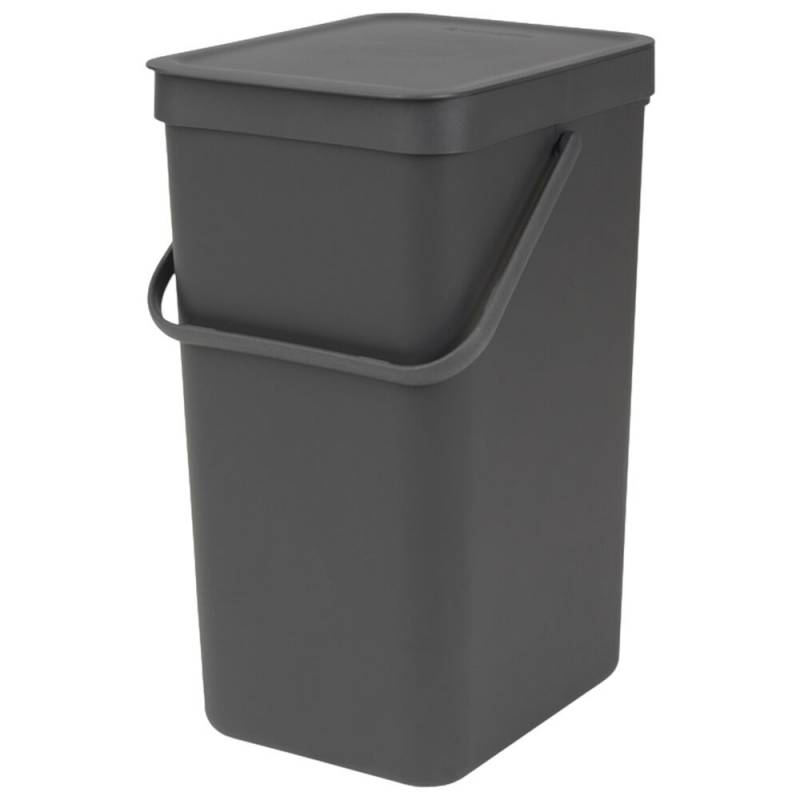 Affaldsspand, Brabantia Sort & Go, gr&aring;, genanvendt plast/plast, 16 l, forberedt til v&aelig;gmontering inkl. materialer *Denne vare tages ikke retur*
