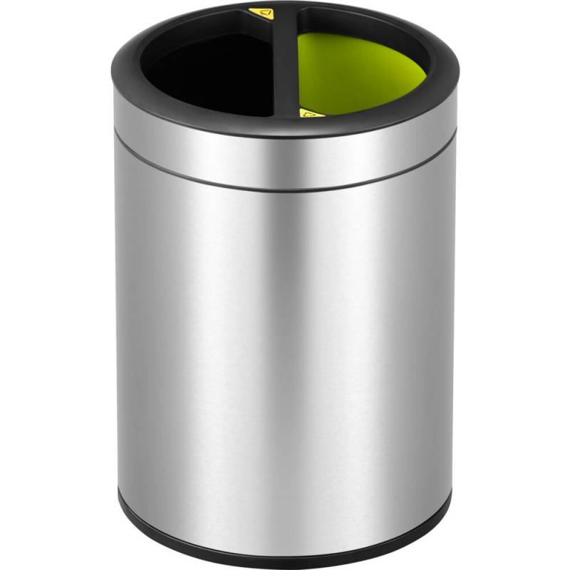 Papirkurv, EKO, st&aring;l mat, plast/rustfrit st&aring;l, 2-rums, 2x5 l, plast inderspand, fingeraftryksfri *Denne vare tages ikke retur*