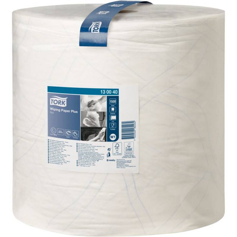 V&aelig;rkstedsrulle, Tork W1, 2-lags, 510m x 36,9cm, &Oslash;39cm, hvid, blandingsfibre *Denne vare tages ikke retur*