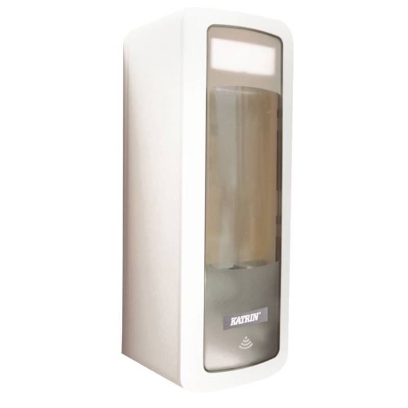 Dispenser, h&aring;ndfri, Katrin, 500 ml, hvid, plast, til skums&aelig;be, 500 ml, 4 x C/LR14 batterier medf&oslash;lger IKKE