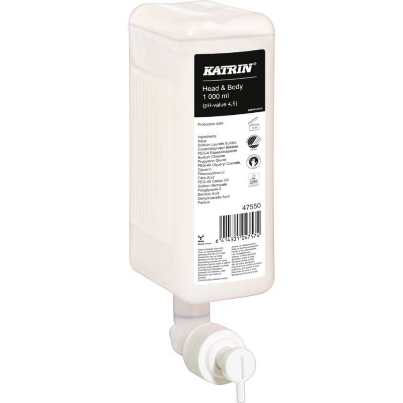 H&aring;r og bodyshampoo, Katrin, 1000 ml, med parfume