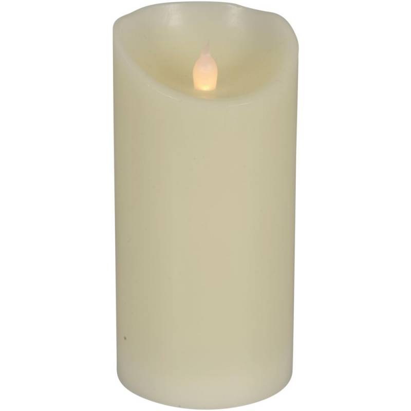 LED-bloklys, 15cm, &Oslash;7,5cm, hvid, plast, med pulserende flamme