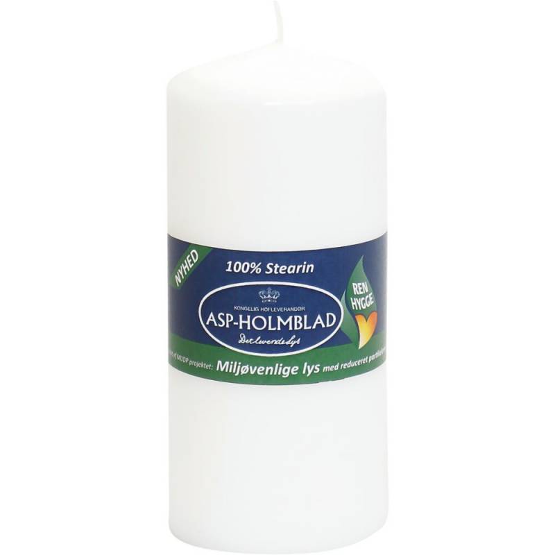 Bloklys, 13cm, &Oslash;5,8cm, hvid, 31 timer, stearin