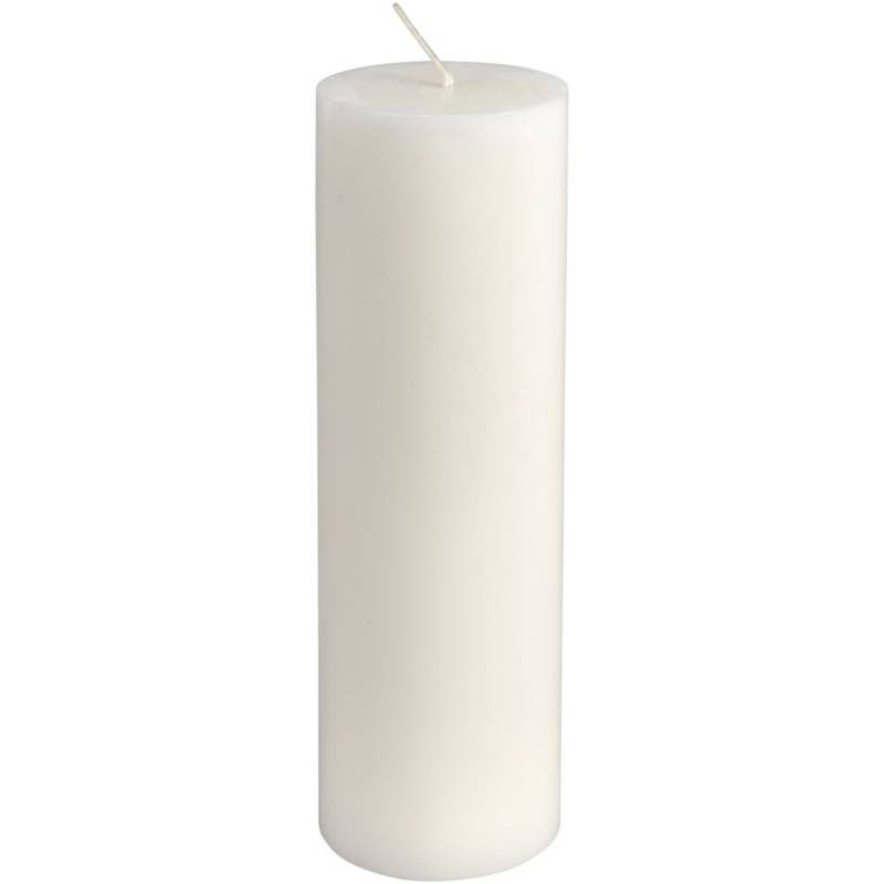 Bloklys, 20cm, &Oslash;6cm, hvid, 60 timer, stearin