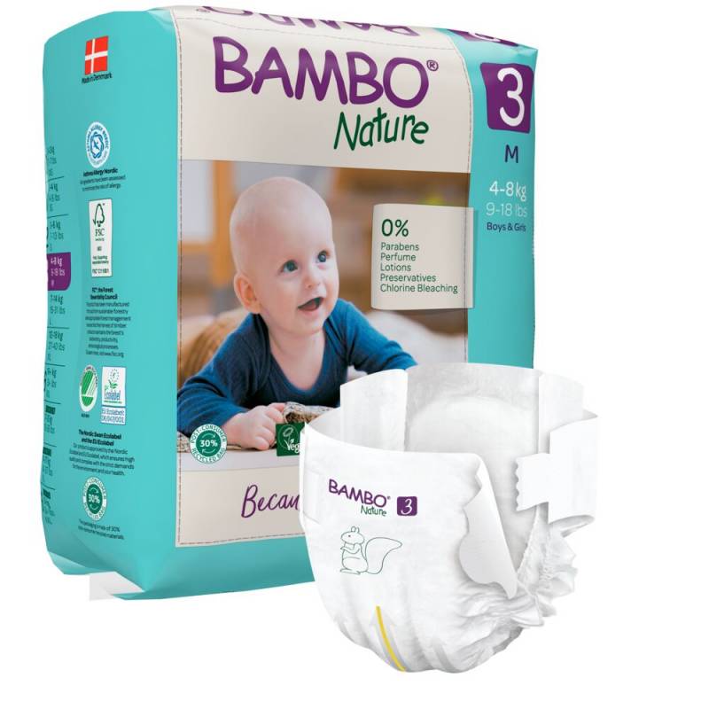 B&oslash;rneble, tapeble, milj&oslash;m&aelig;rket, Bambo Nature, 3, 4-8 kg