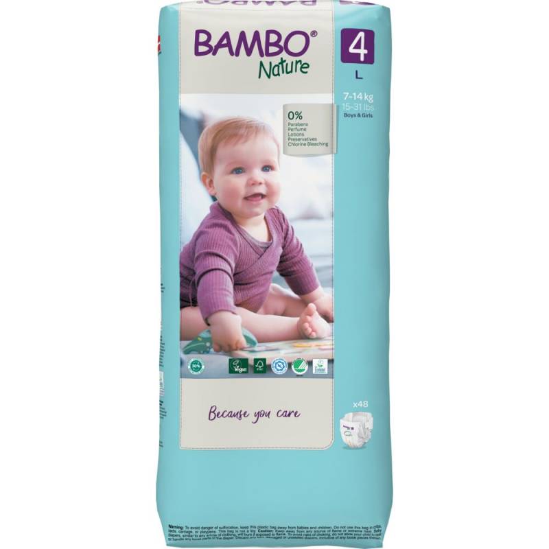 B&oslash;rneble, tapeble, milj&oslash;m&aelig;rket, Bambo Nature, 4, tall pack, 7-14 kg