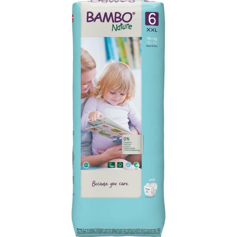 B&oslash;rneble, tapeble, milj&oslash;m&aelig;rket, Bambo Nature, 6, tall pack, 16+ kg
