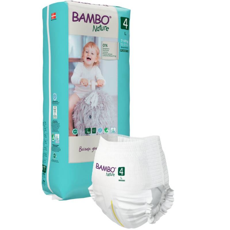B&oslash;rneble, bukseble, milj&oslash;m&aelig;rket, Bambo Nature Pants, 4, tall pack, (Tall), 7-12 kg