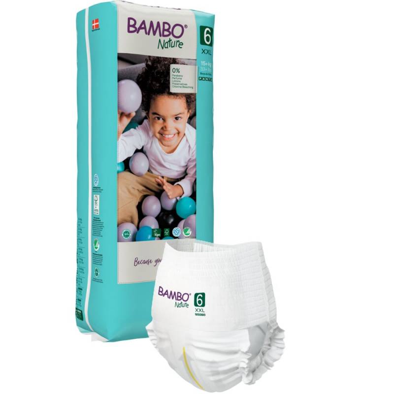 B&oslash;rneble, bukseble, milj&oslash;m&aelig;rket, Bambo Nature Pants, 6, tall pack, (Tall), 15+ kg