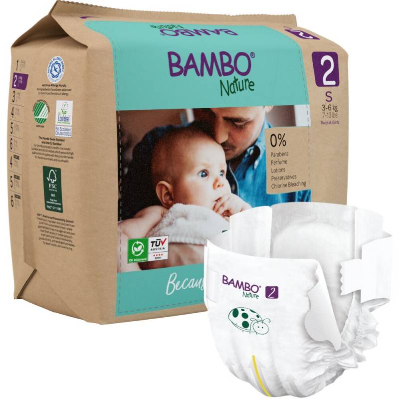 B&oslash;rneble, tapeble, milj&oslash;m&aelig;rket, Bambo Nature, 2, papirspose, paper bag, 3-6 kg
