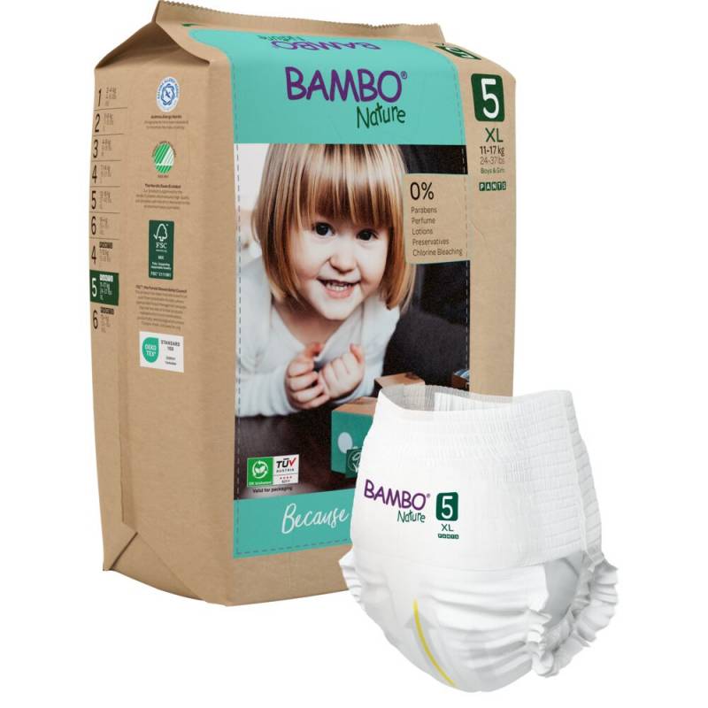 B&oslash;rneble, bukseble, milj&oslash;m&aelig;rket, Bambo Nature Pants, 5, papirspose, paper bag, 11-17 kg