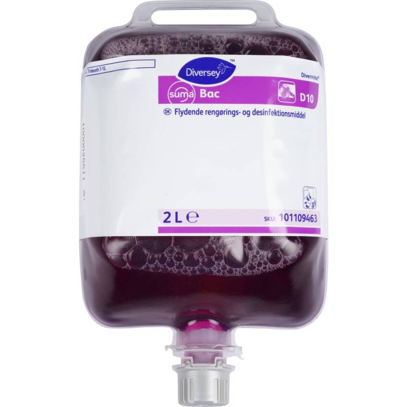 Reng&oslash;ring og desinfektion, Diversey Suma Bac D10, 2 l, til overflader, flydende, DvM/DQFM