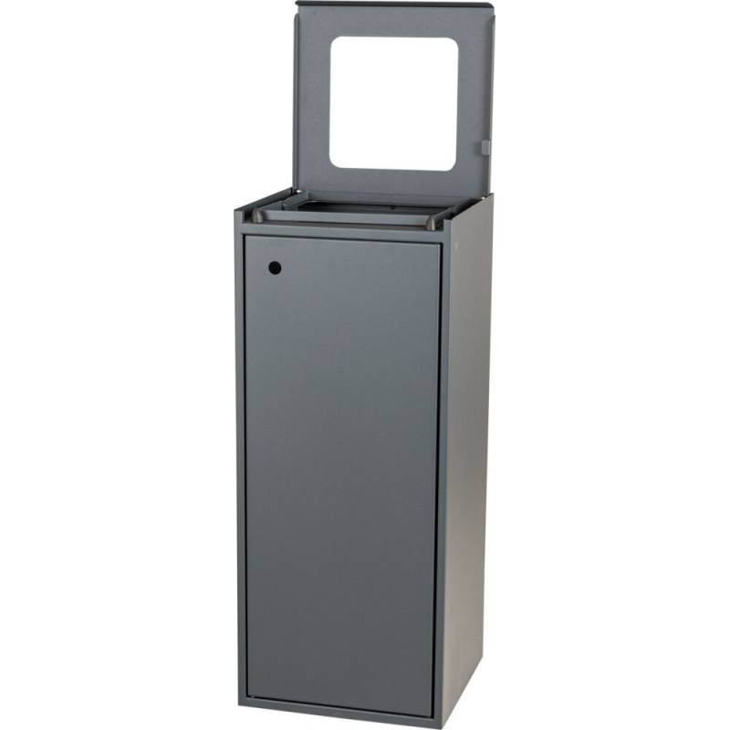 Affaldsspand, Tina Trolleys, gr&aring;, pulverlakeret st&aring;l, 100 l, med &aring;bent indkast, soft close, forberedt til v&aelig;gmontering *Denne vare tages ikke retur*