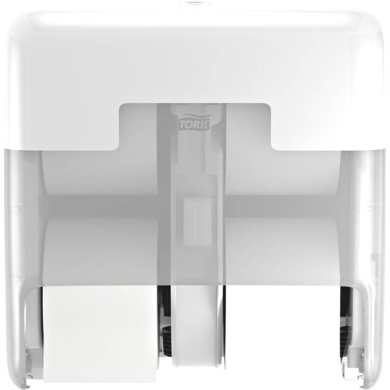 Dispenser, Tork T7, 32,3x31,9x17,4cm, hvid, plast, til 4 ruller toiletpapir, hylse l&oslash;s