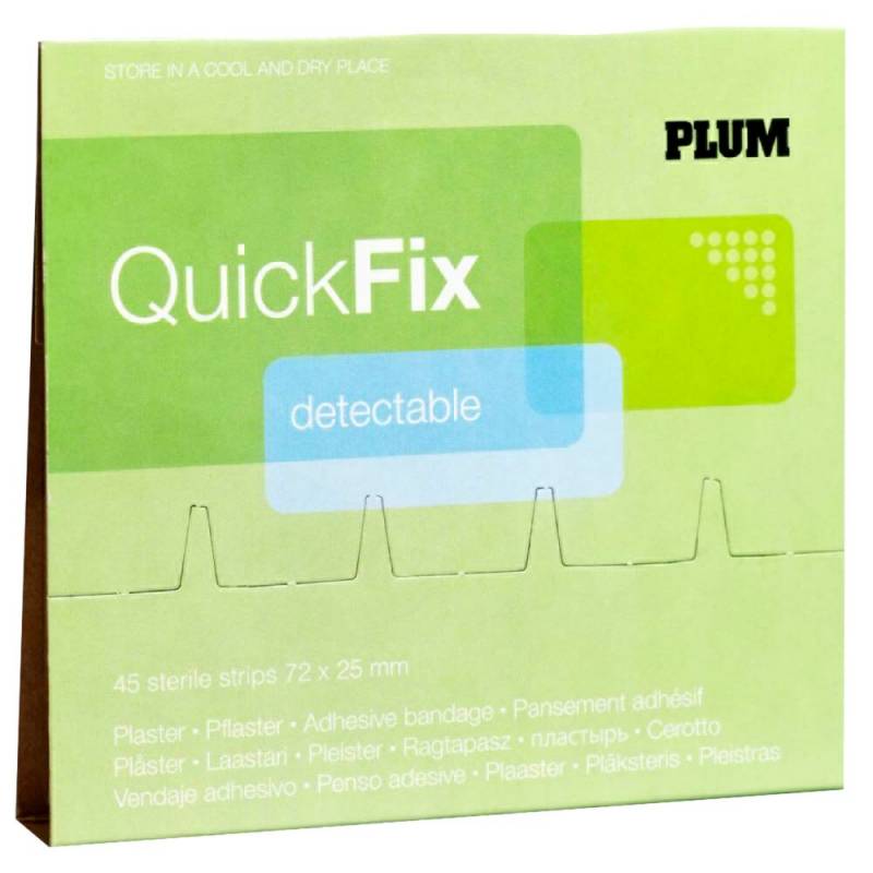 H&aelig;fteplaster, QuickFix, 7,2x2,5cm, bl&aring;, &aacute; 45 stk. plaster, sporbart