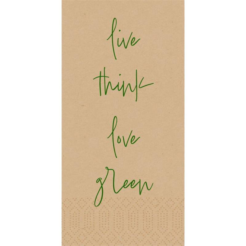 Middagsserviet, Love Green, 3-lags, 1/8 fold, 40x40cm, natur, nyfiber *Denne vare tages ikke retur*