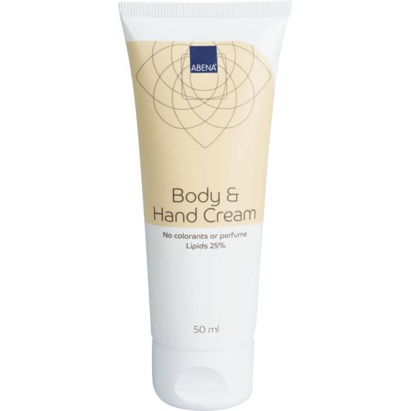 Hud- og H&aring;ndcreme, ABENA, 50 ml, uden farve og parfume, 25% fedt